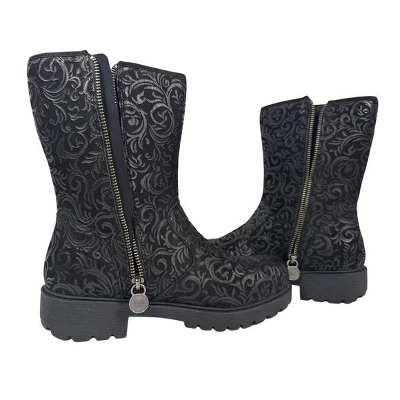 Alegria Chalet Mid Boots Rococo Womens 8-8.5 EU38 Black Leather Pattern Lined - Picture 8 of 11